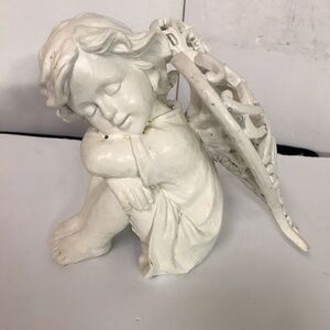 Rare Vintage Angel Cherub Resin Garden Sculptured Table Figurine